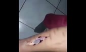 Crazy Drugged Guy Cuts Open His Wrist