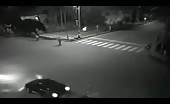 Crazy drivers smashes a motorcyclist with his car
