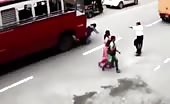 Bus runs over a lady crossing the street