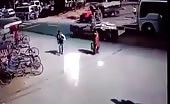 Tractor runs over a pedestrian in India