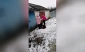 Young lady is beaten for talking poo