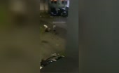 Girl interrupts a street fight