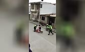 Exposed colombian man versus police