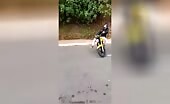 Haha idiotic on bike