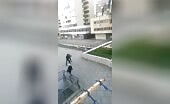 Smashed russian young lady gets hard beating from police