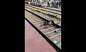 Damn: fella actually wriggling alive on the train tracks