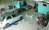 Repairman destroyed by out of control tire
