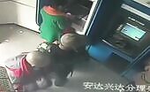 Asian young lady sliced in atm room