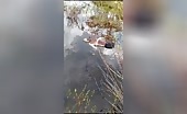 Lady dead body drifting in the stream