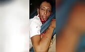 Man is completely conscious with a throat cut