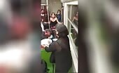 Ruthless and grisly pussy-cat battle on subway