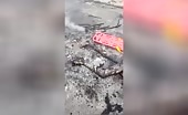 Guy became a bbq in the street
