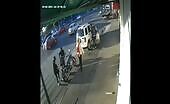 A lady crossing the road was actually run into and overrun through a bus un