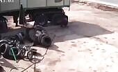 An employee inflated the tire a lot of and also it took off uncens