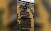 An intoxicated halfwit fell from the 3rd floor while trying to go