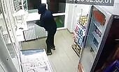 An unsuccessful try through a moron to rob the cashier of a g.