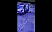 Grandfather ran over by trash vehicle in south america