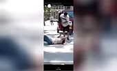 Insane guy hacked a man on the road during the