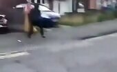 Guy found out film attacking girl in road armed with knif