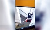 Male grabbed on cctv hammering a woman on a.