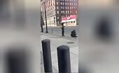 Guy delicately fills his gun and puts to death destitute man on st l.