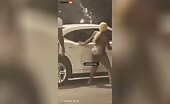 Nsfw girl shatters a bottle on an auto home window and after that acquires gun