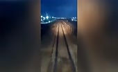 The learn attacked a man walking along the tracks video recording coming from dri
