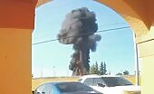 Video recording minute of the explosion at an industrial facility in m.