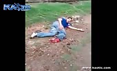 Drunk Man Attempting Loses His Foot To A Passing Train