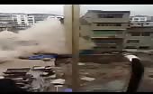 Building Collapses On Bulldozer 