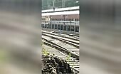 An idiot walking on the roof of a train is electrocuted un