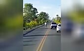 Biking man triggers accident