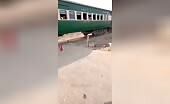 Train hits person on bed rails