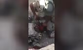 Terrorists decapitate the opponent in their trenches uncensor