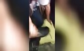 Man stabbed in throat, wheezes in terror