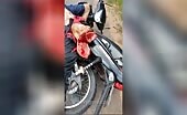 The seriously mutilated body of a motorcyclist d.