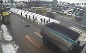 Truck crushes senior lady in Ukraine