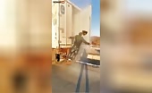 Truck driver's head nearly severed