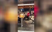 Wild woman trying to beat up everyone at harvest & co requirements