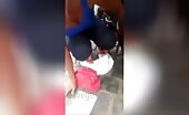 Lady's hand caught in bike chain s.