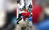 [still alive] man impaled by traditional harpoon