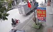 Motorcyclist Crashes Into Truck