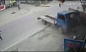 Motorcyclist Crushed by Collapsing Tractor
