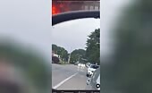 Car Catches Fire with Driver Inside