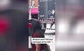 Amazon Truck Collides with Tesla