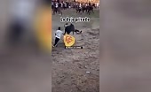 Bull Attacks Man