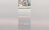 Woman on Motorcycle Hit by Truck