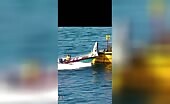 Distracted Pedestrian Falls into Water
