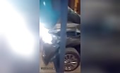 Man Crushed Between Car and Pole