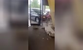 Hyundai Driver Confronts Crowd